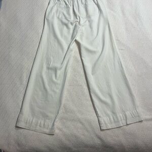 White wide leg linen pants